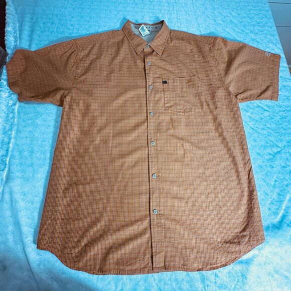 The North Face A5 Series Shirt Men 2XL Orange Check Short Sleeve - Picture 1 of 8